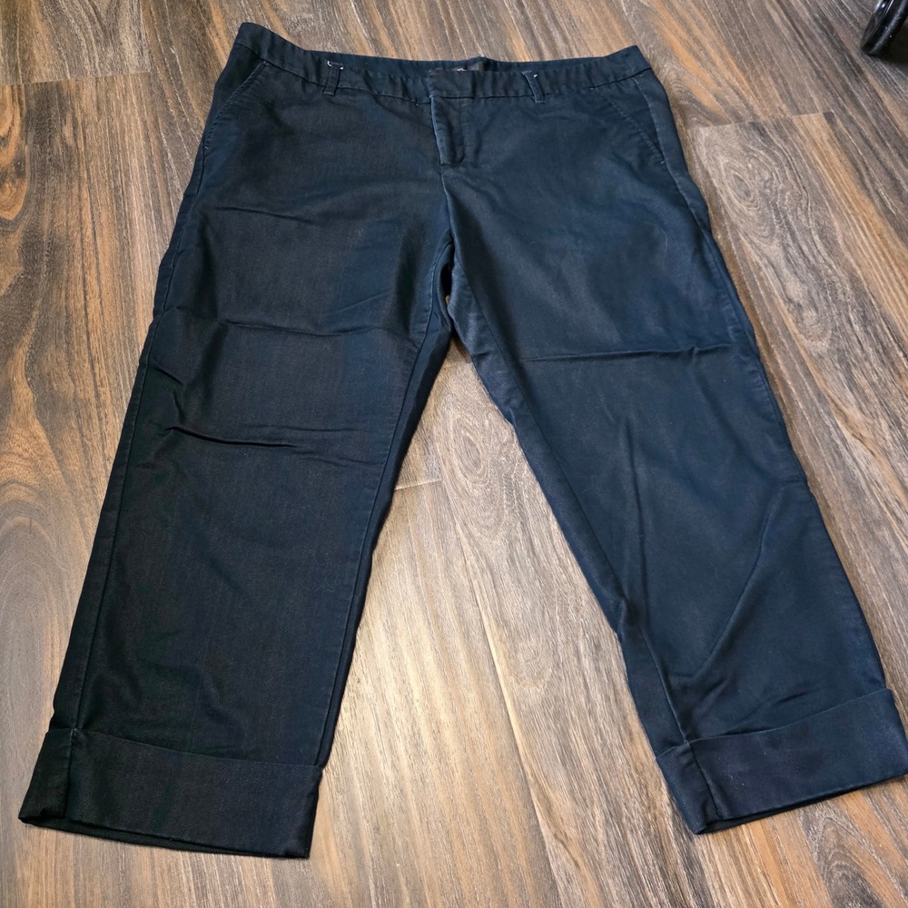 Mossimo Navy Blue Stretch Fit 3 Cropped Cuffed Trousers Womens 16 RN17730